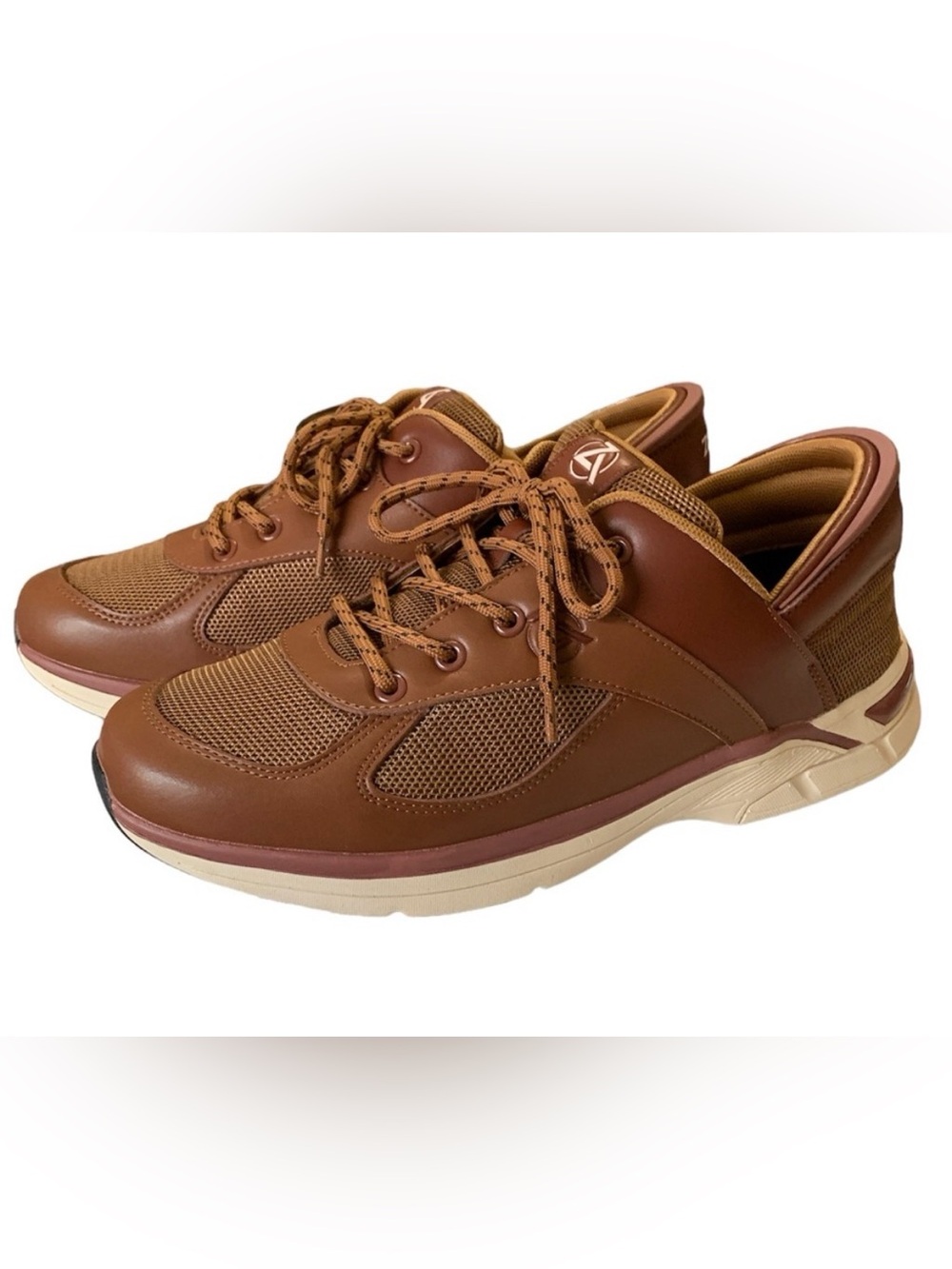 Zeba Men's Leather Mesh Casual Lace-Up Sneakers Sz 9